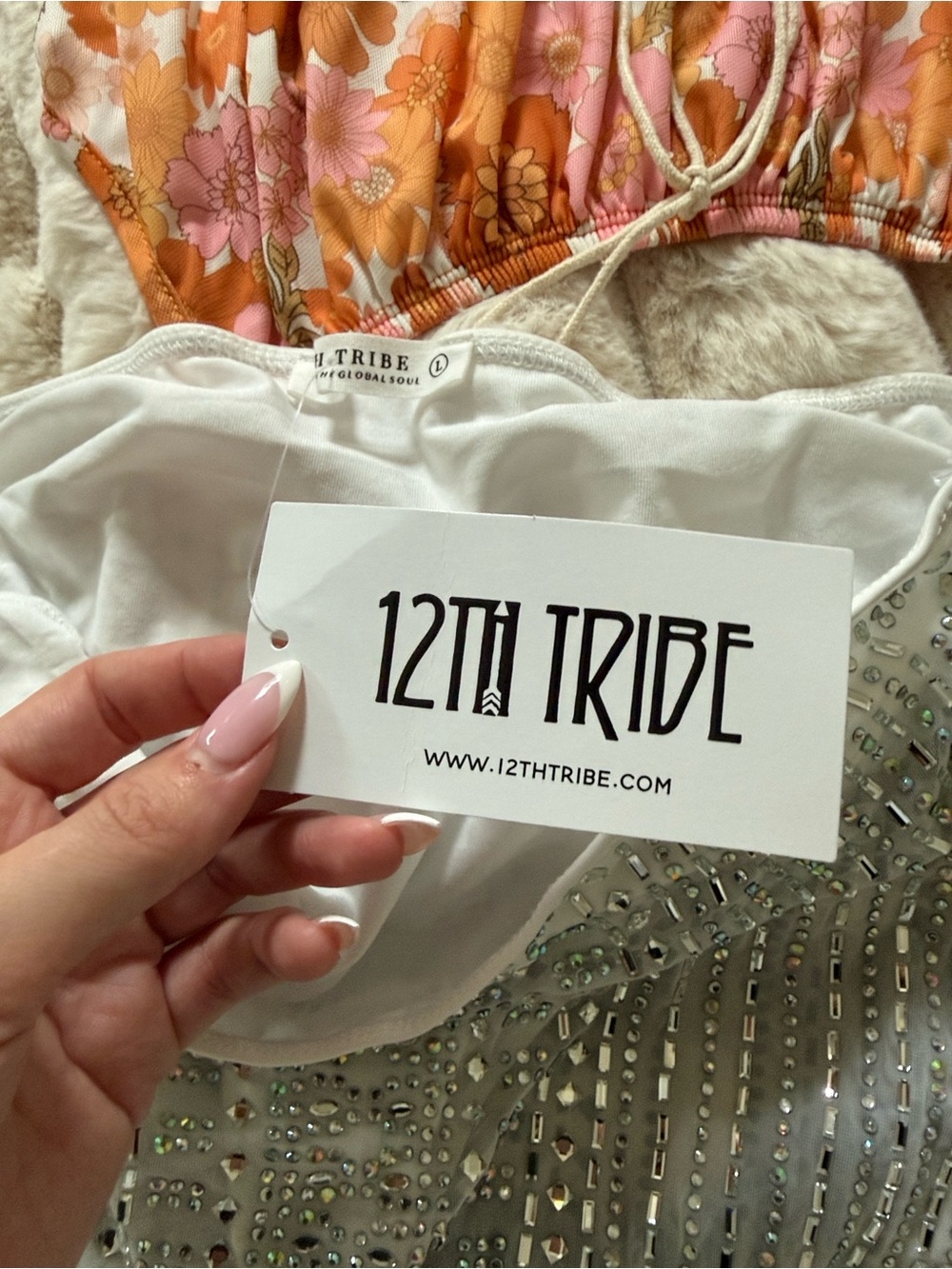 12th Tribe White Sequin Mini Skirt - Picture 8 of 10